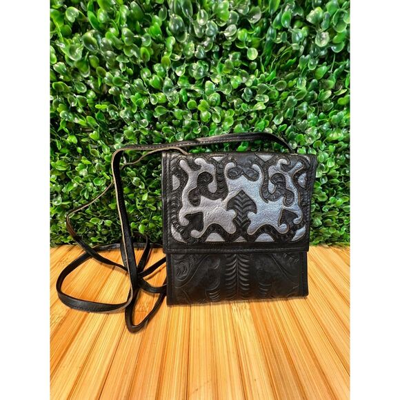 JL Saldivar Hand Tooled Leather Crossbody Handbag Wallet Costal Cowgirl Western - Picture 11 of 11